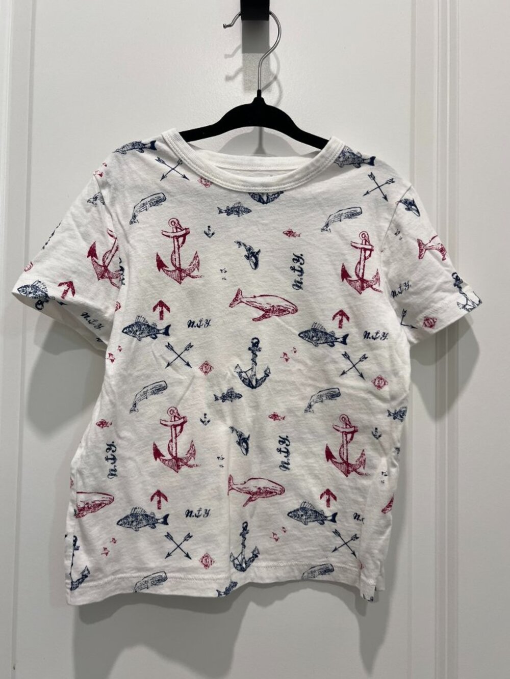 3/$12 💥♻ Joe Fresh Nautical White Anchor Whale Fish | Size: 3 Years | 6851